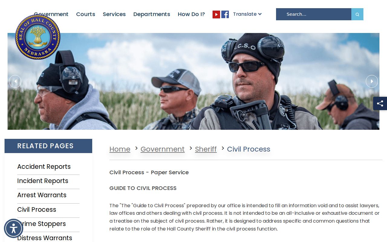 Doniphan court docket context from Hall County civil process service information