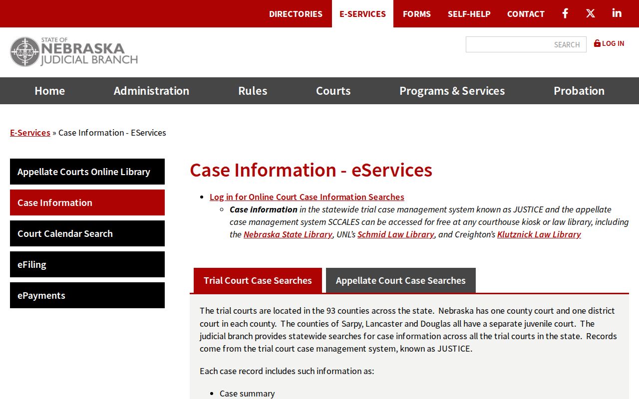 Hall County case lookup case-information fees page