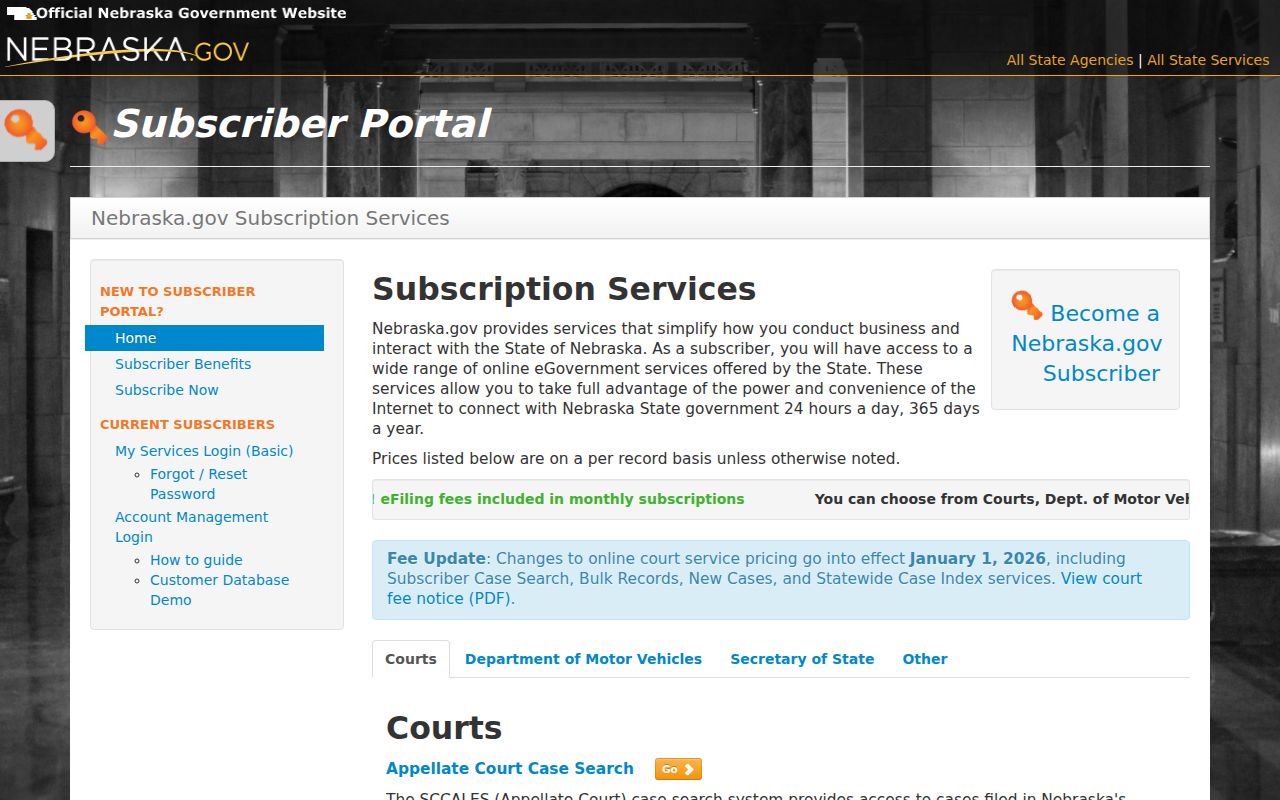 Hall County case lookup Nebraska subscriber information