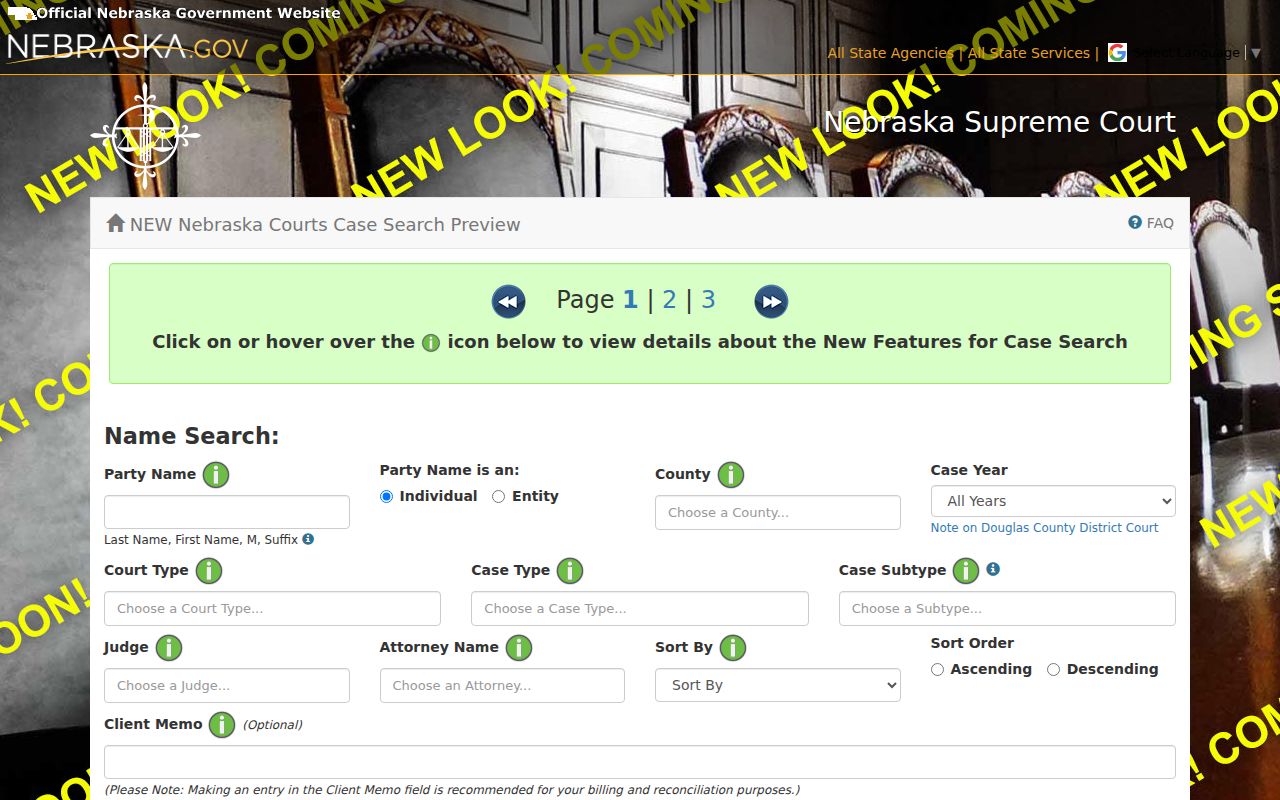 Hall County case lookup JUSTICE search form demonstration