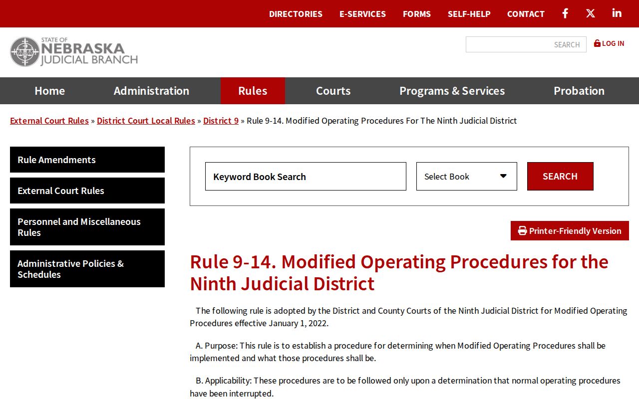 Hall County court dates Ninth Judicial District continuance procedure rule