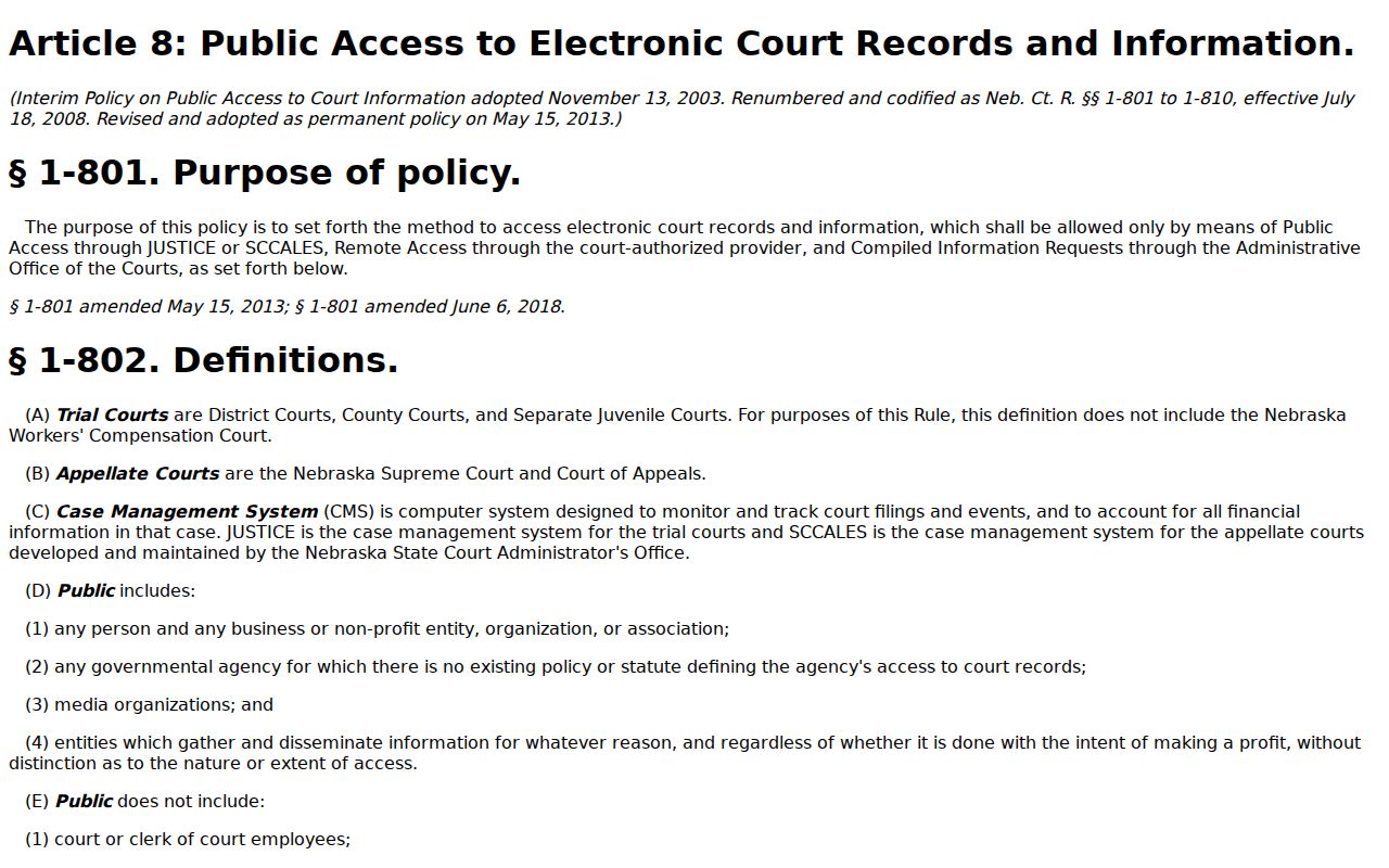 Hall County court record search Article 8 electronic public access rule