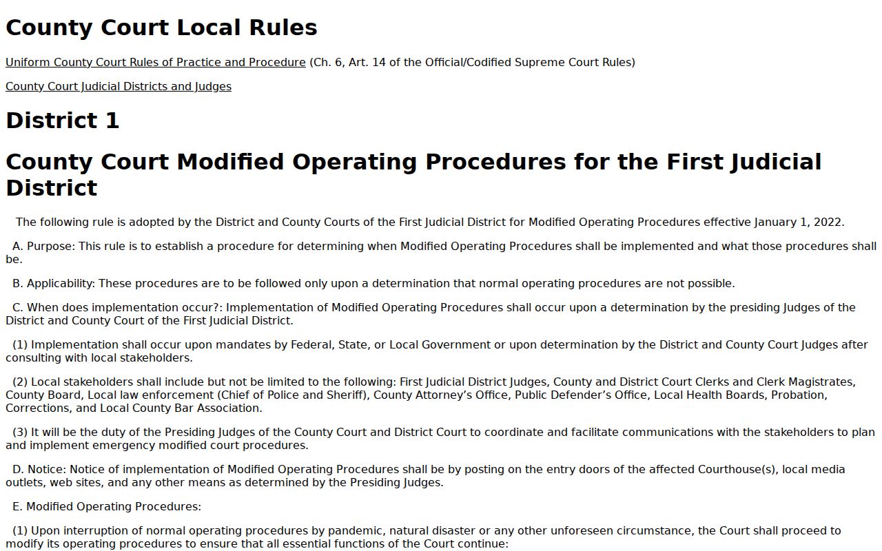 Hall County criminal docket source showing County Court Rule 6.1 timing