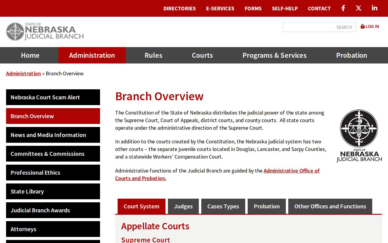 Hall County court docket record type in Nebraska court structure