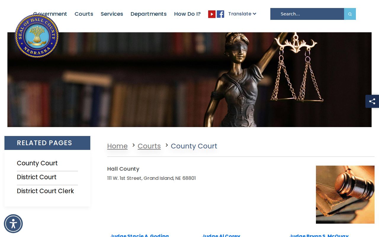 Hall County court docket County Court staff contact listing