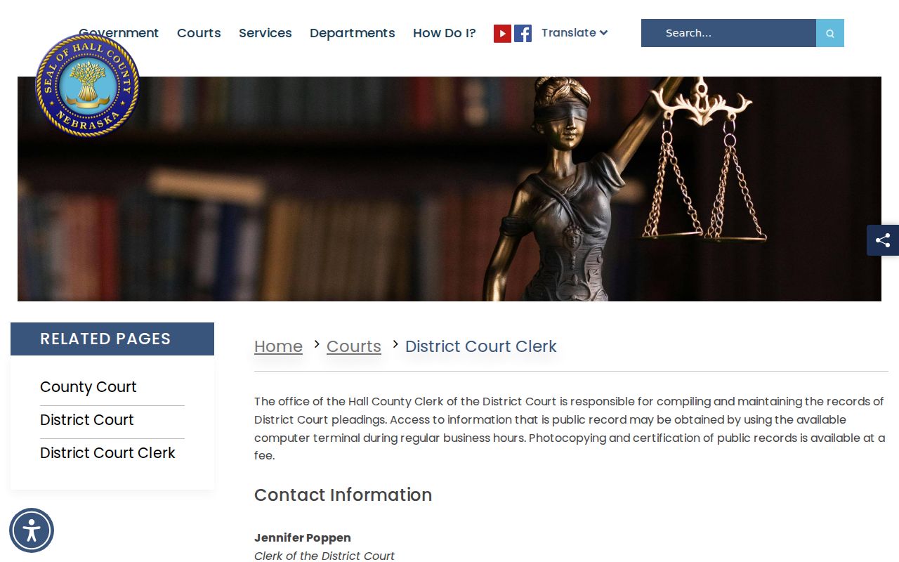 Hall County court docket District Clerk terminal and copy service