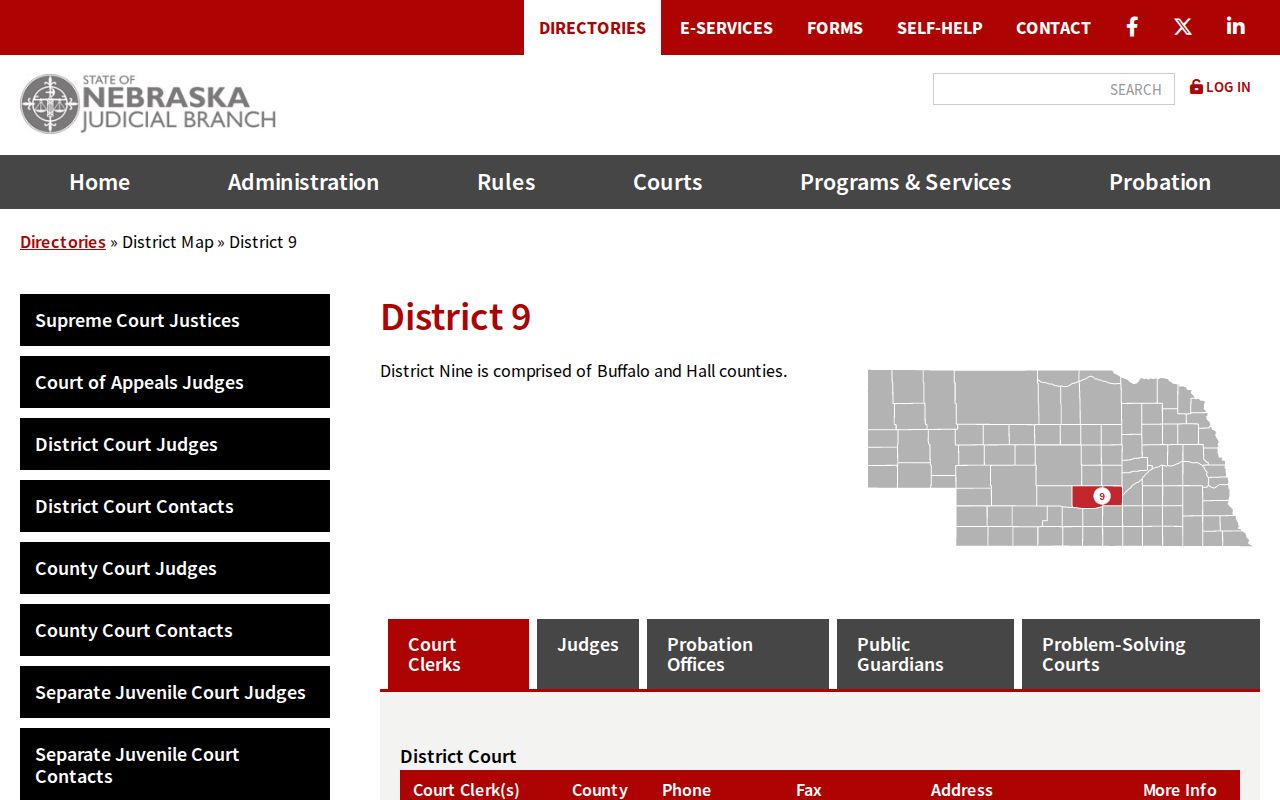 Hall County court docket Ninth Judicial District directory