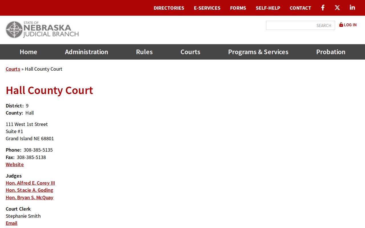 Hall County court docket County Court clerk contact