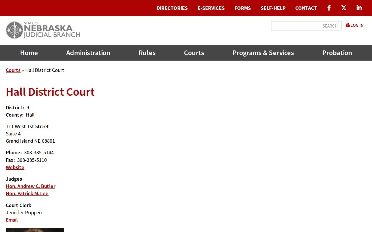 Hall County court docket District Court clerk contact